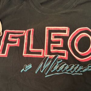 Fleo Kids Black Tee with Pink and Blue Graphic